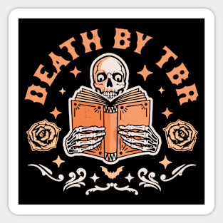 Death By T.B.R To Be Read Skeleton Reading Book Halloween Sticker